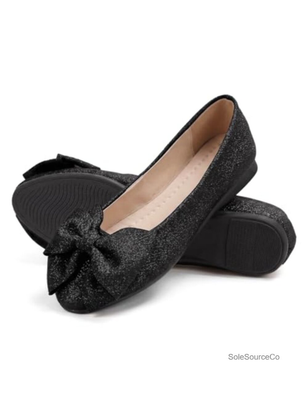 PU Leather Slip On Ballet Flats Round Toe Bowknot Comfortable Office Shoes